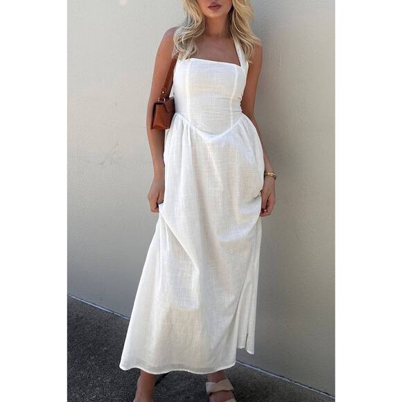 Supreme Fashion Dresses & Skirts - Supreme Fashion Maxi Dress Womens XL White Halter Sleeveless Summer Chic NWT